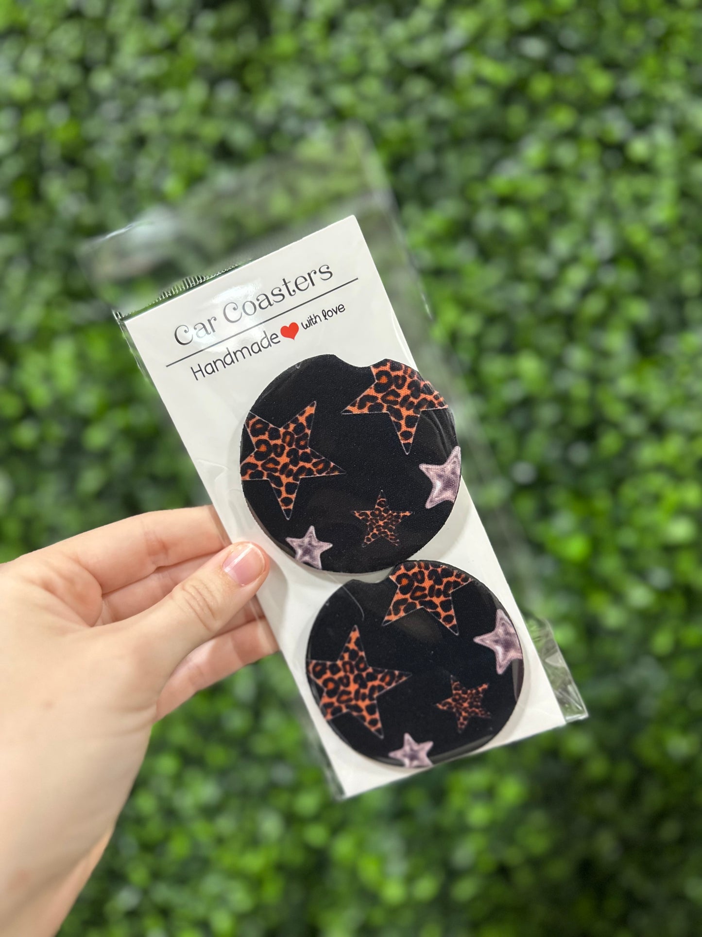Silver & Leopard Stars Car Coaster