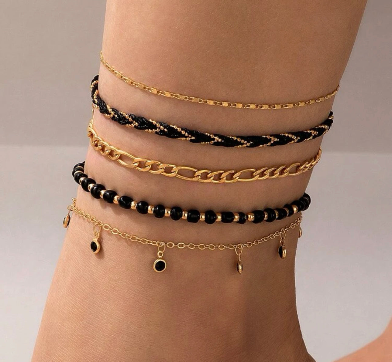 Black Anklet Set