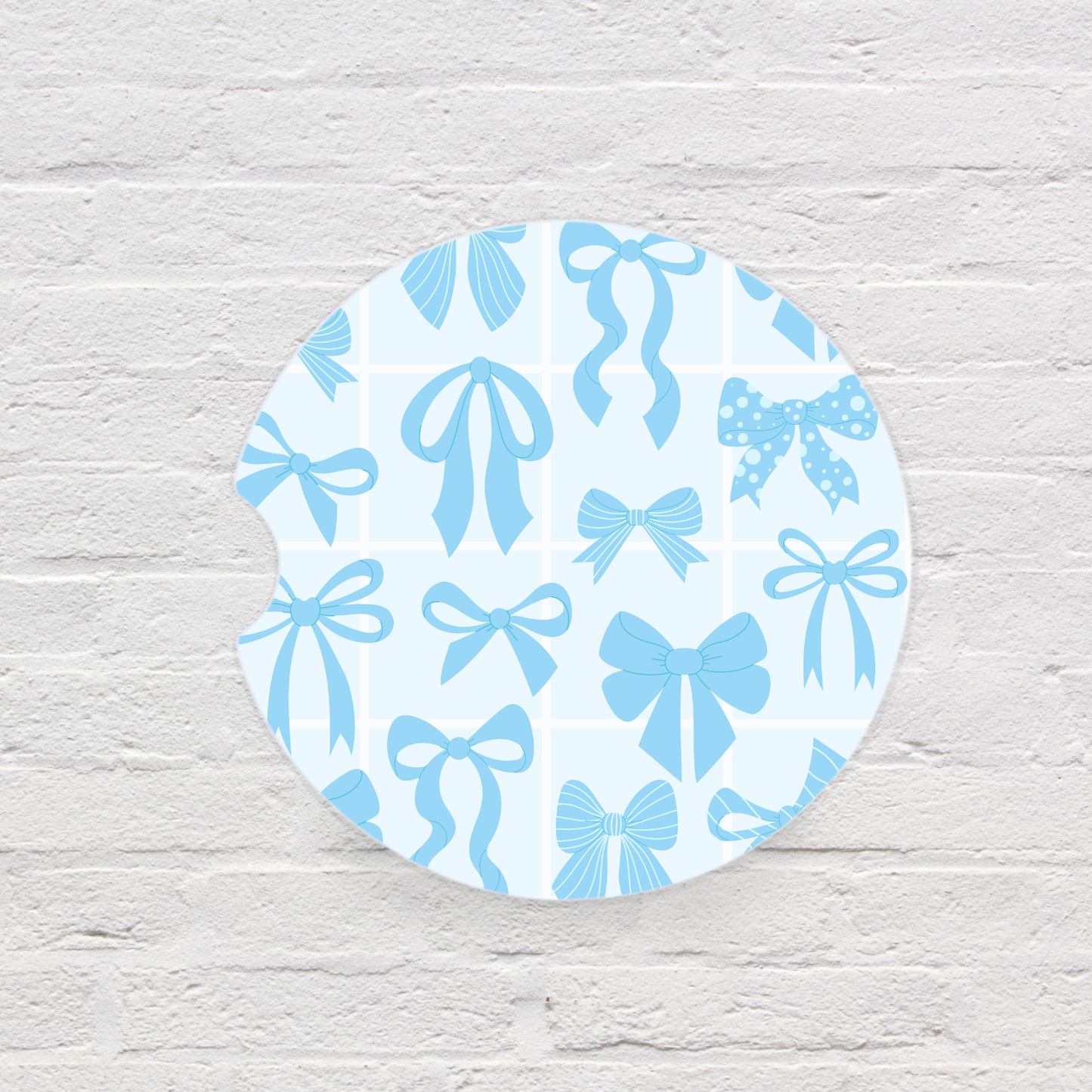 Blue Bows Car Coaster Set