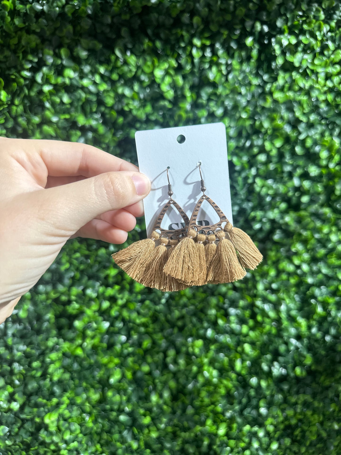 Camel Bronze Tassel Earrings