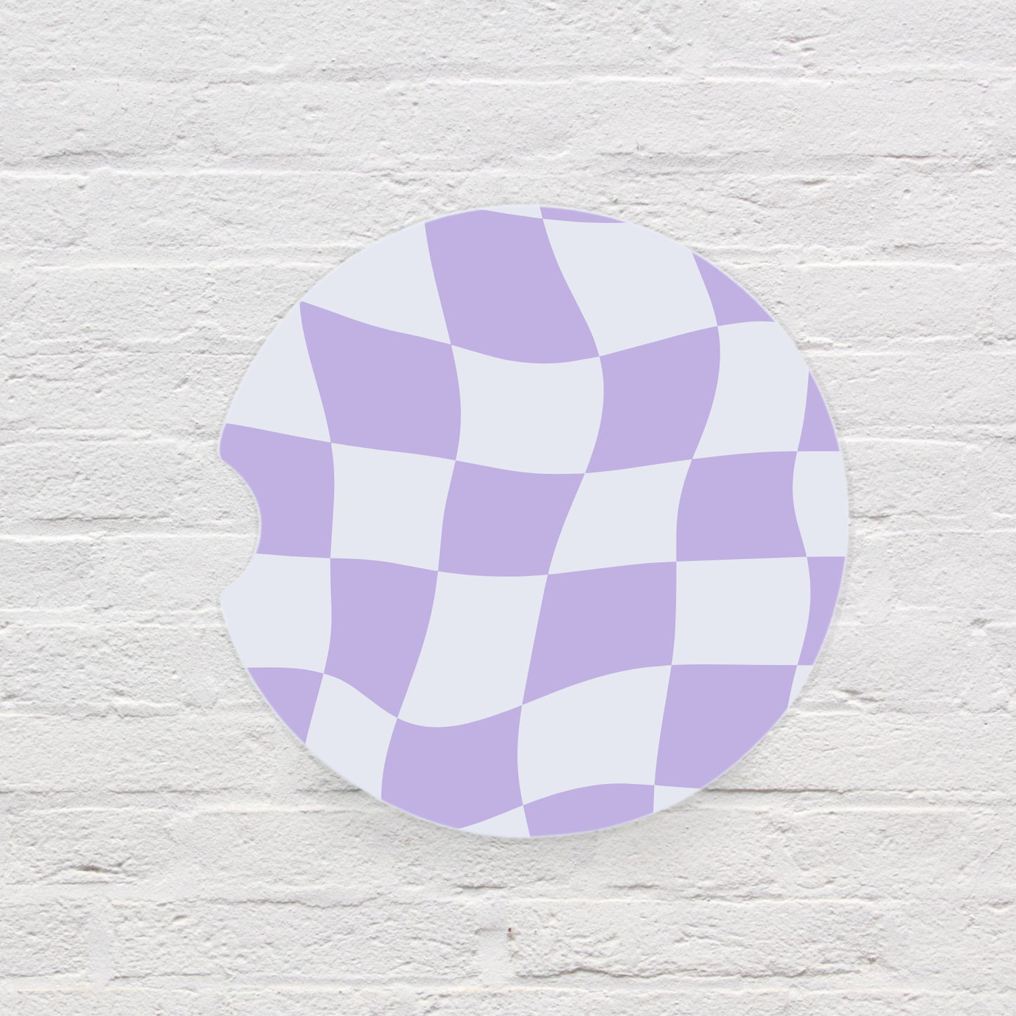 Purple Check Car Coaster Set