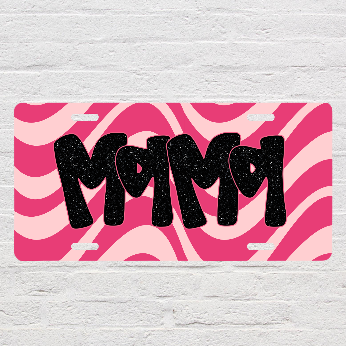 MAMA with Pink Wavy Background License Plate