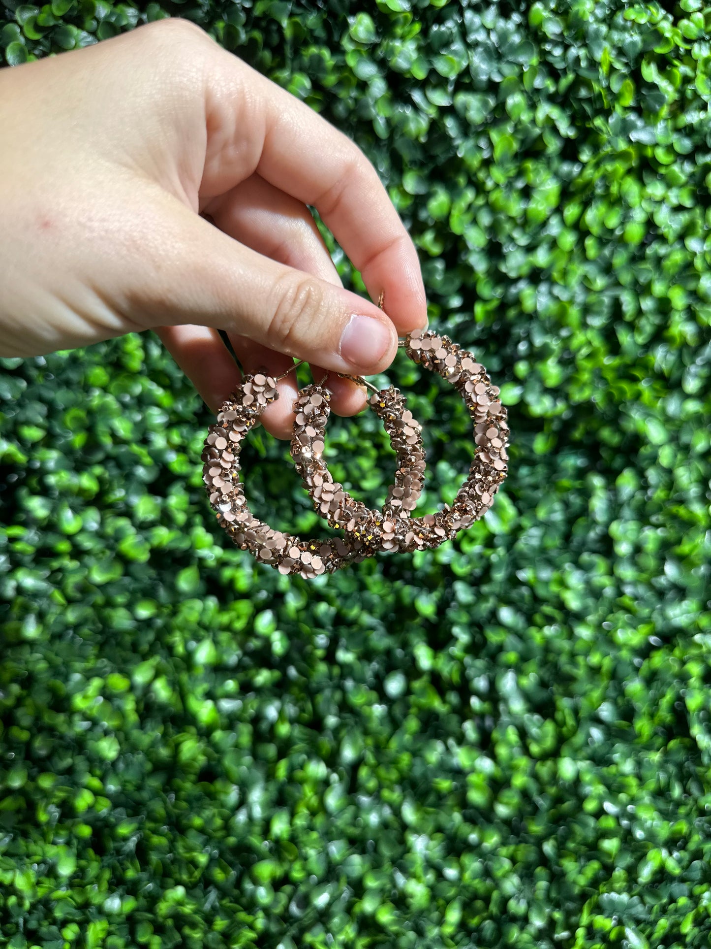 Rose Gold Glitter Hoops