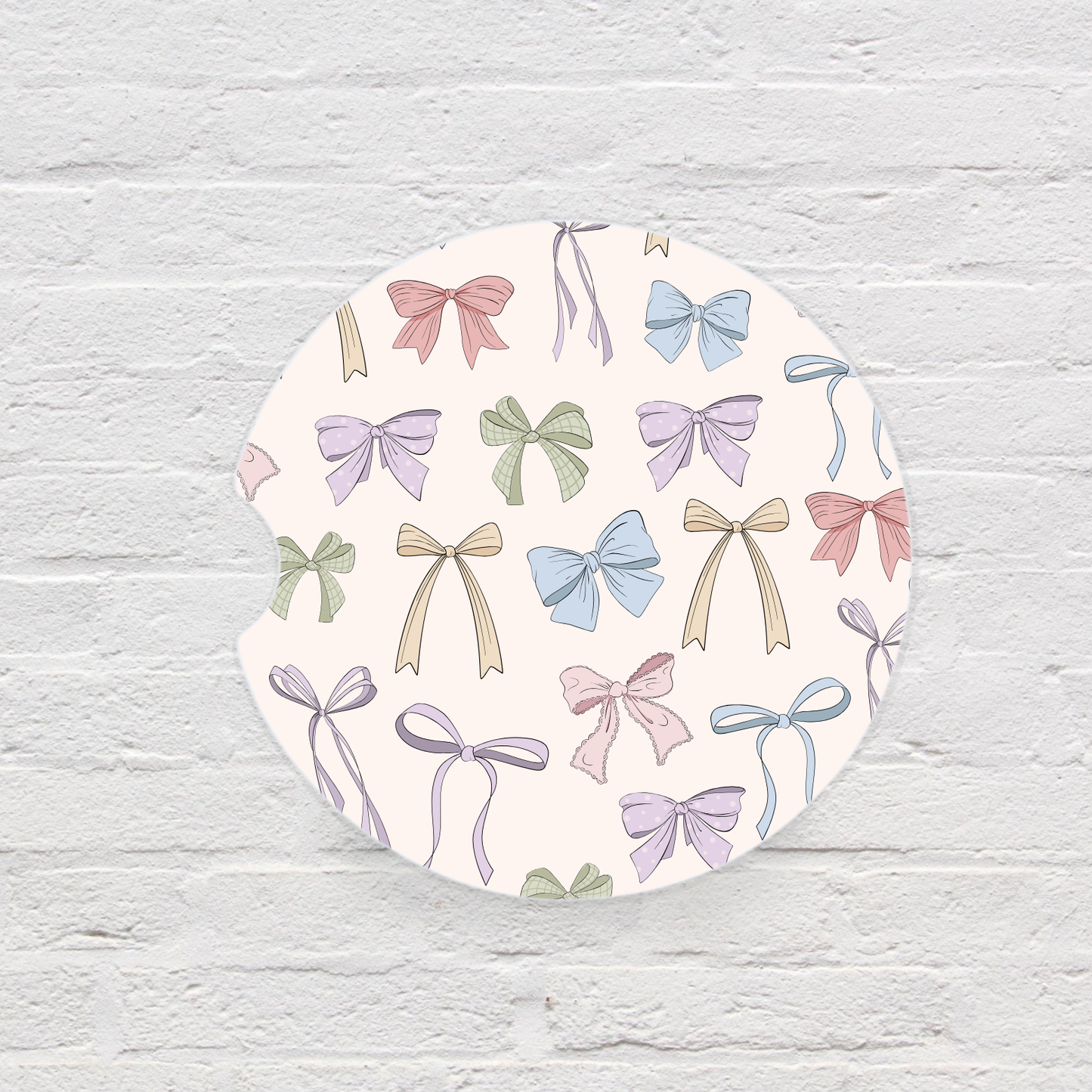 Pastel Bows Car Coaster Set