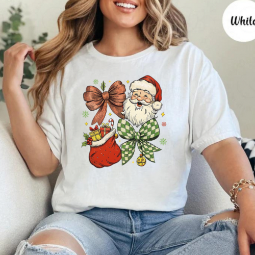 Vintage Santa with Bows & Bag Graphic Tee