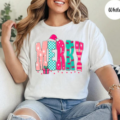 Bright Colored Retro Merry Graphic Tee
