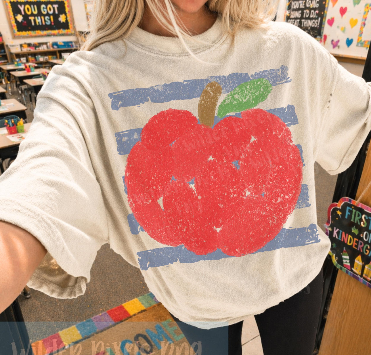 Apple with Stripes DTF Tee