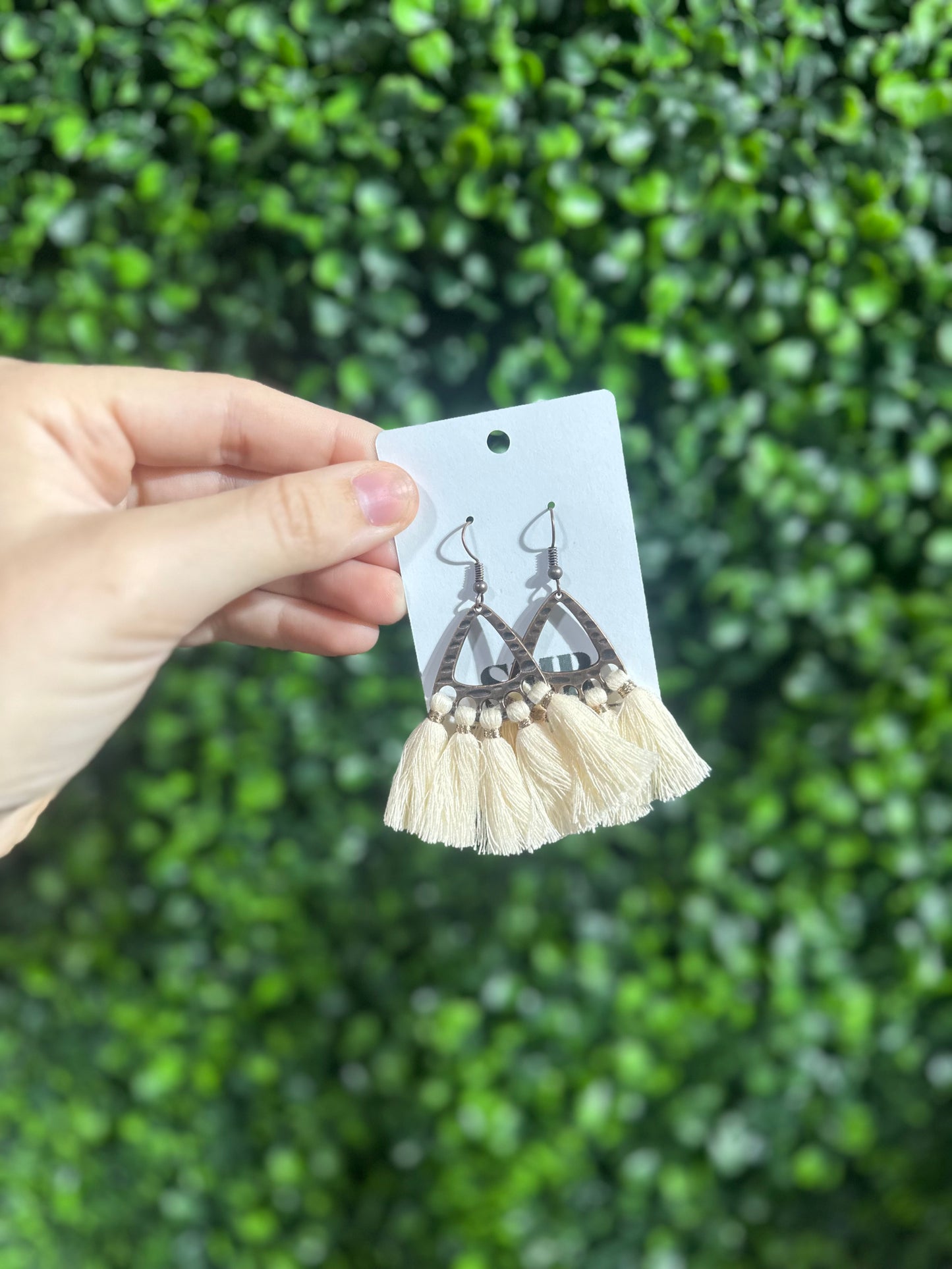 Ivory Bronze Tassel Earrings