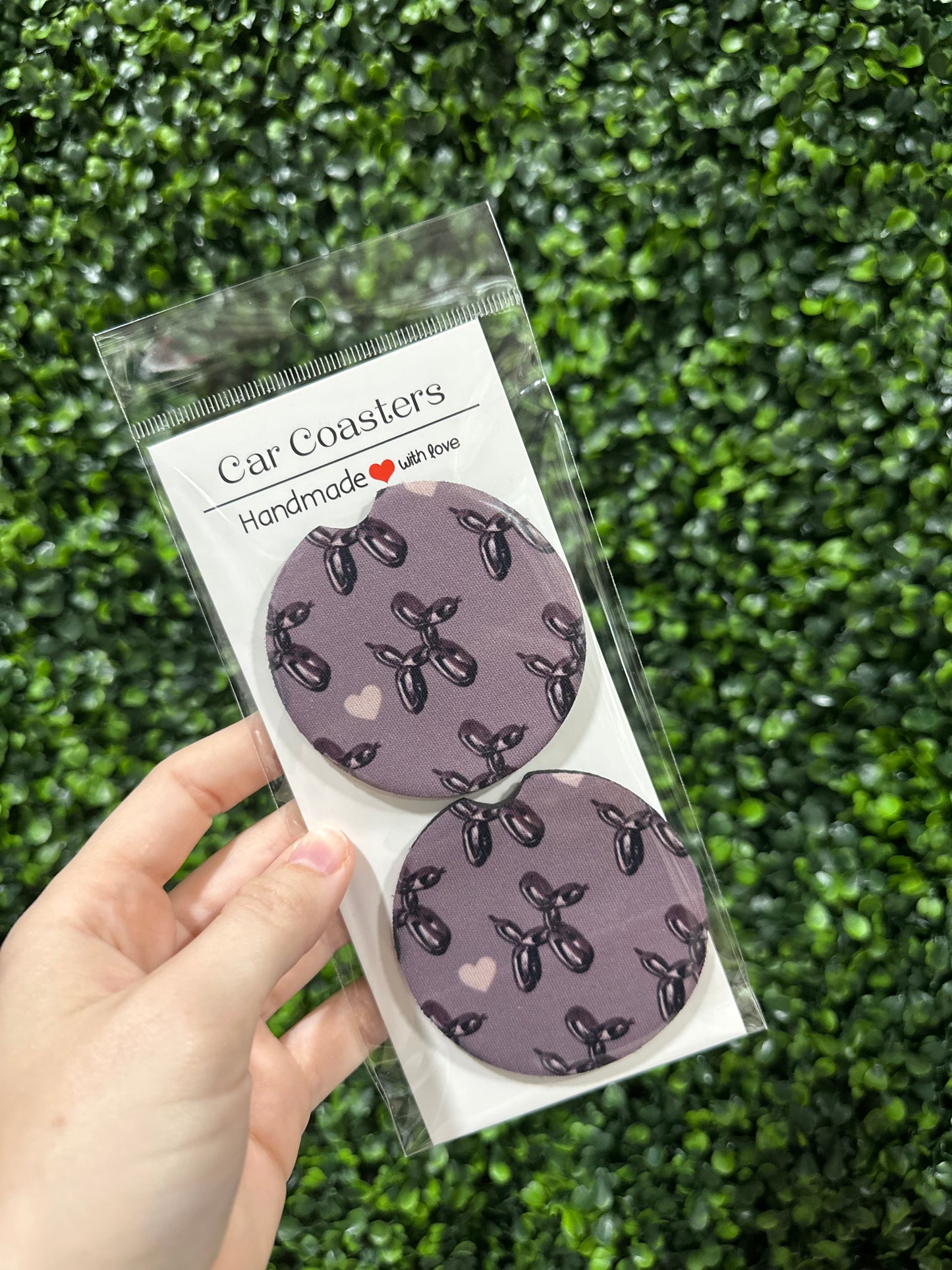 Silver Balloon Dog Car Coaster