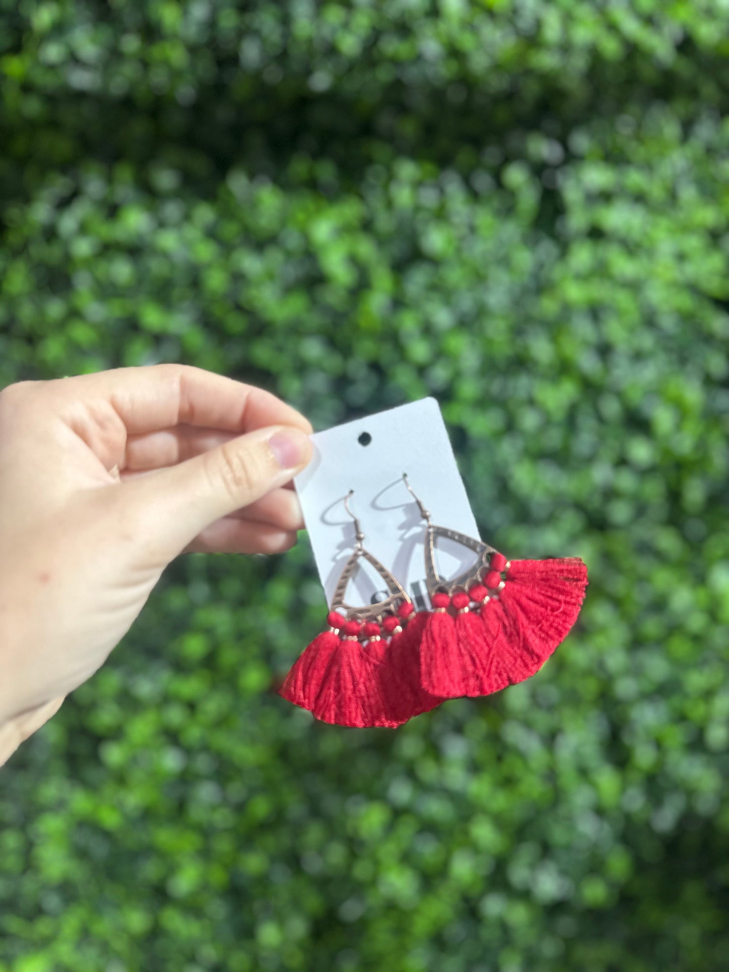 Red Bronze Tassel Earrings