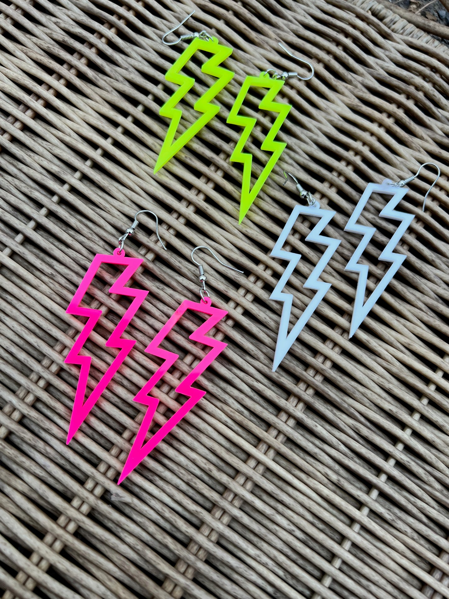 Neon Lightning Bolt Earrings
