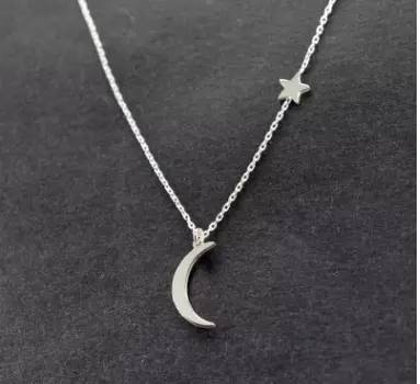Silver Moon & Star Necklace