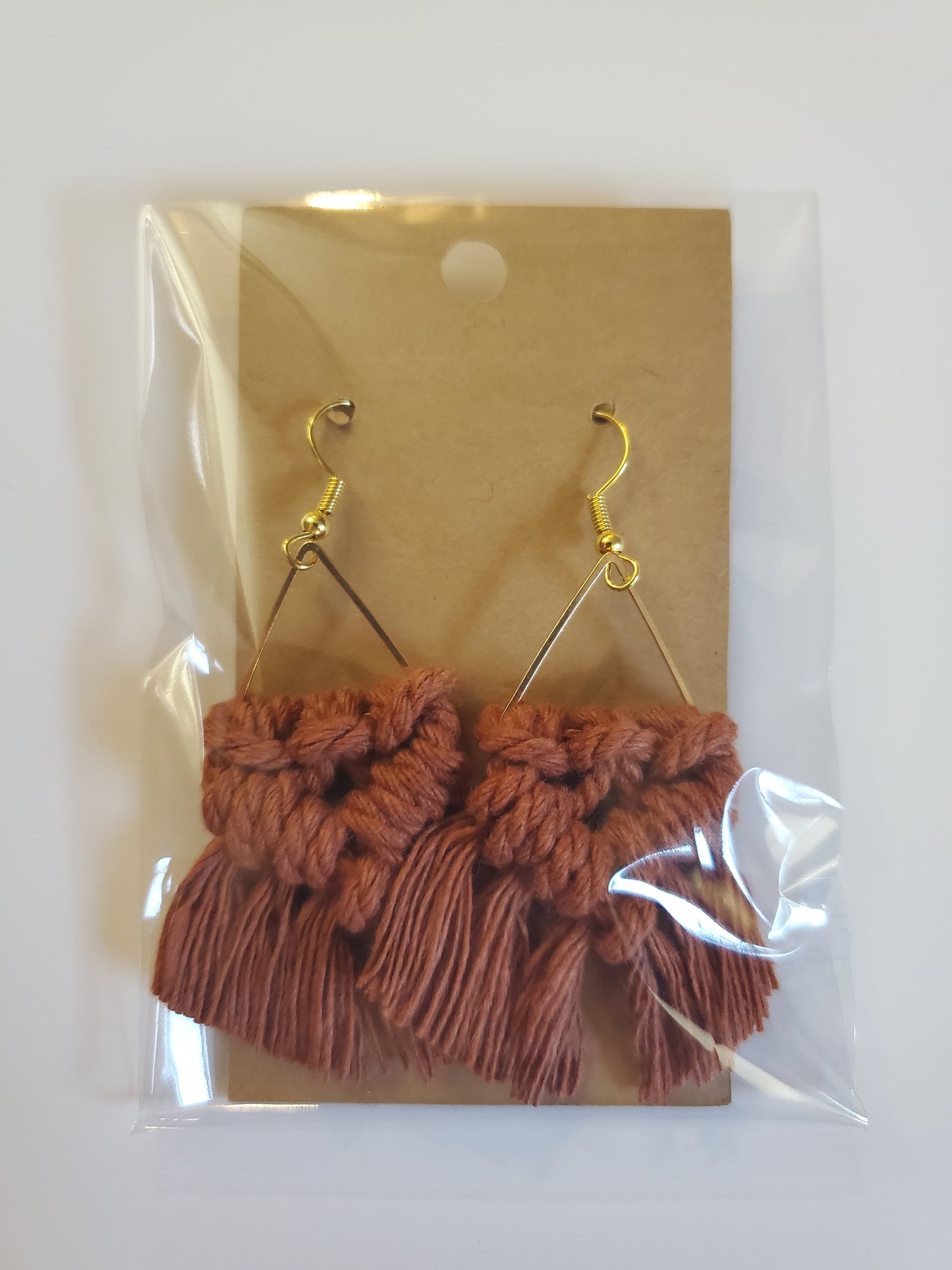 Rust Triangle Macrame Earrings