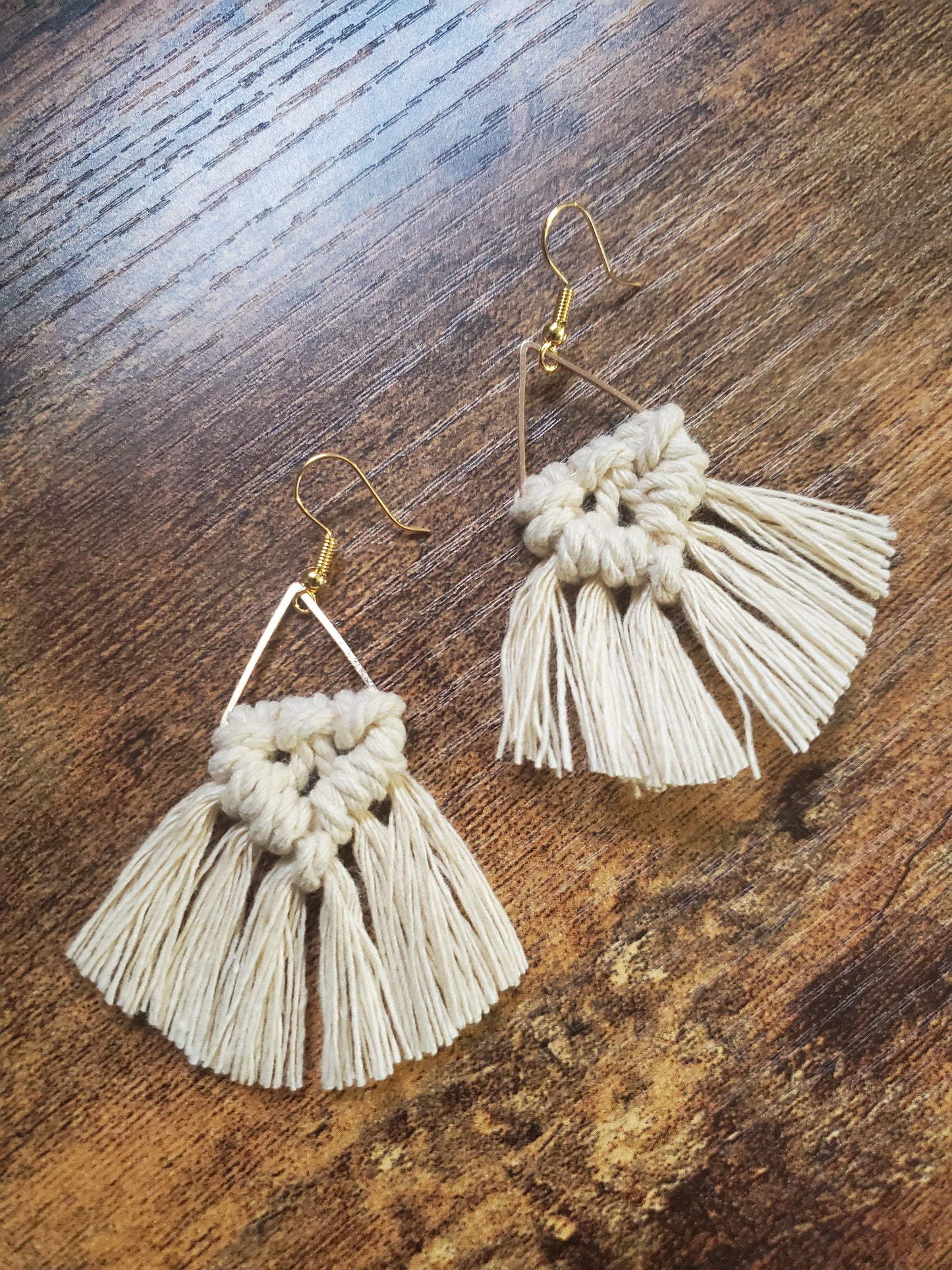 Daffodil Triangle Macrame Earrings