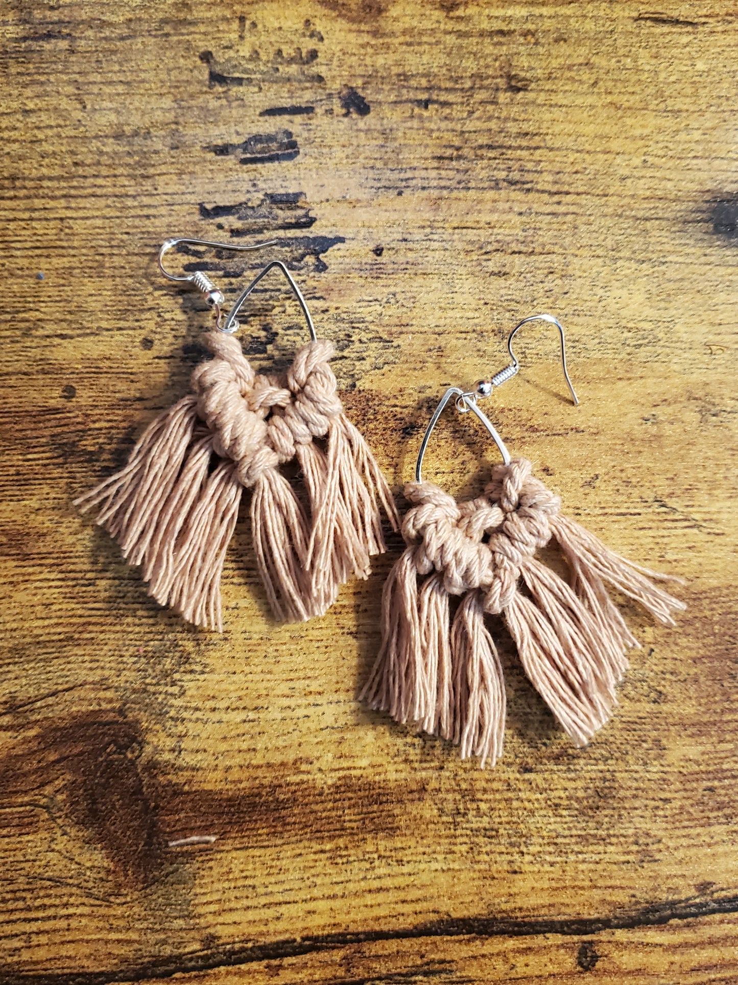 Small Blush Teardrop Macrame Earrings