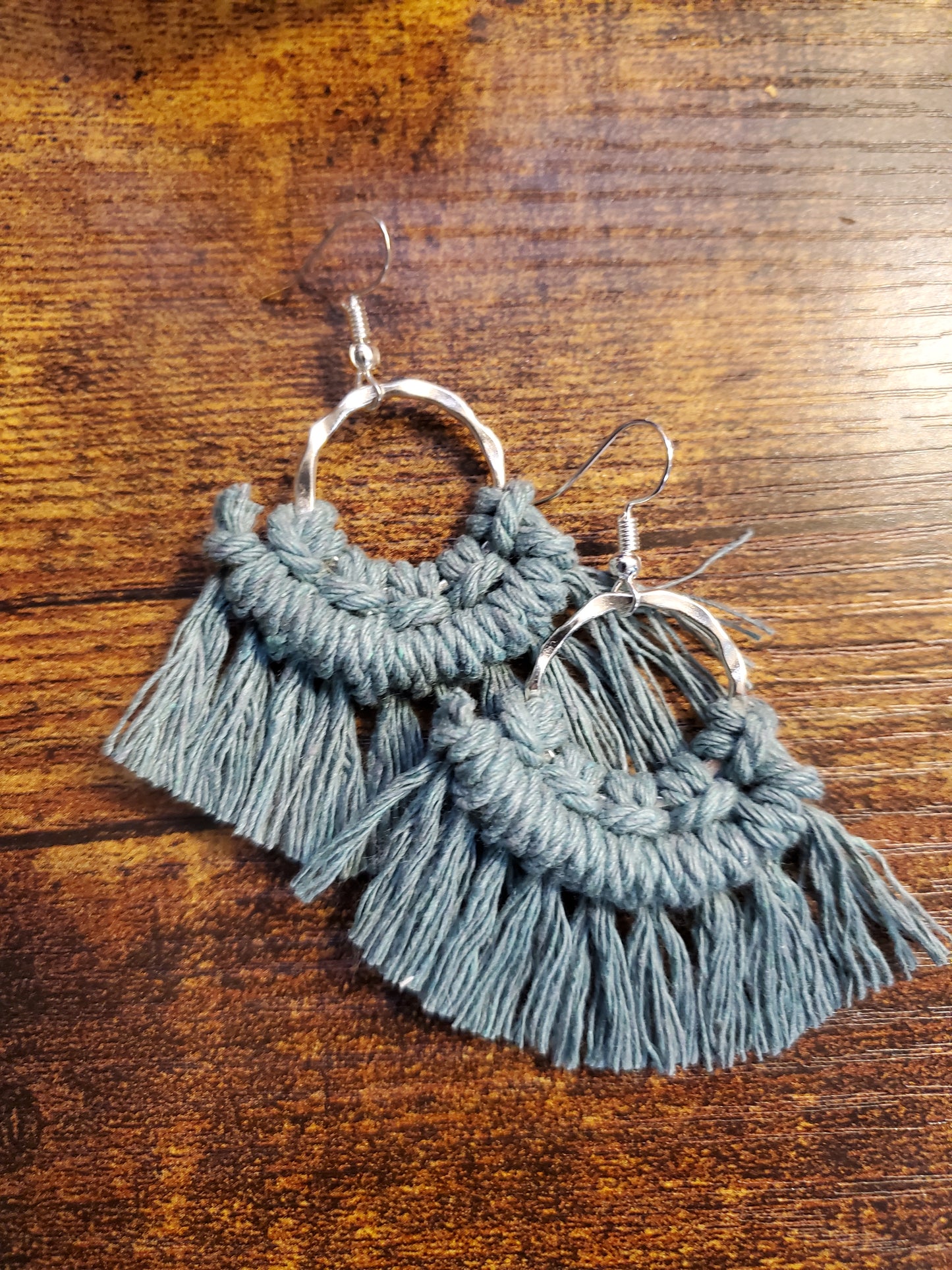 Jade Small Flare Round Macrame Earrings
