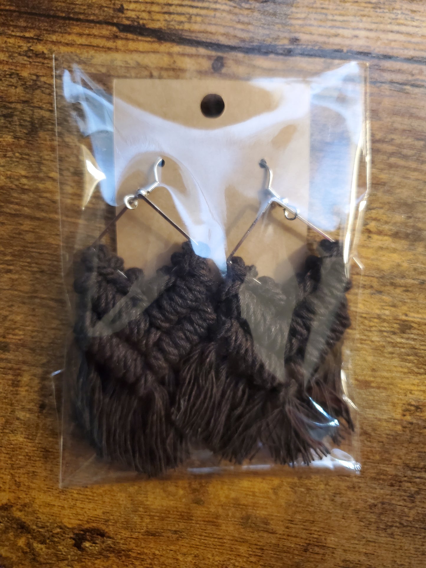 Dark Chocolate Square Macrame Earrings