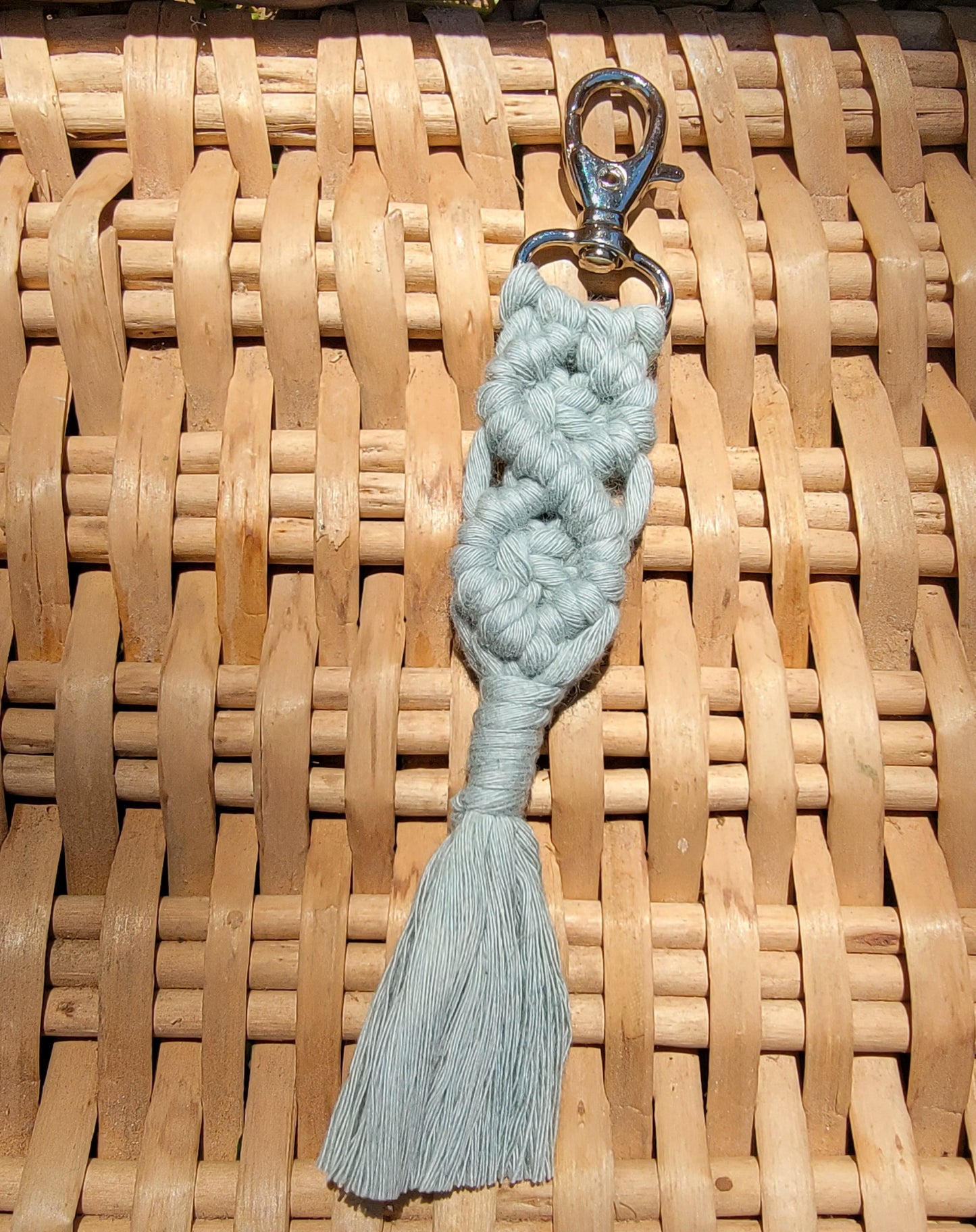 Grey Macrame Keychain