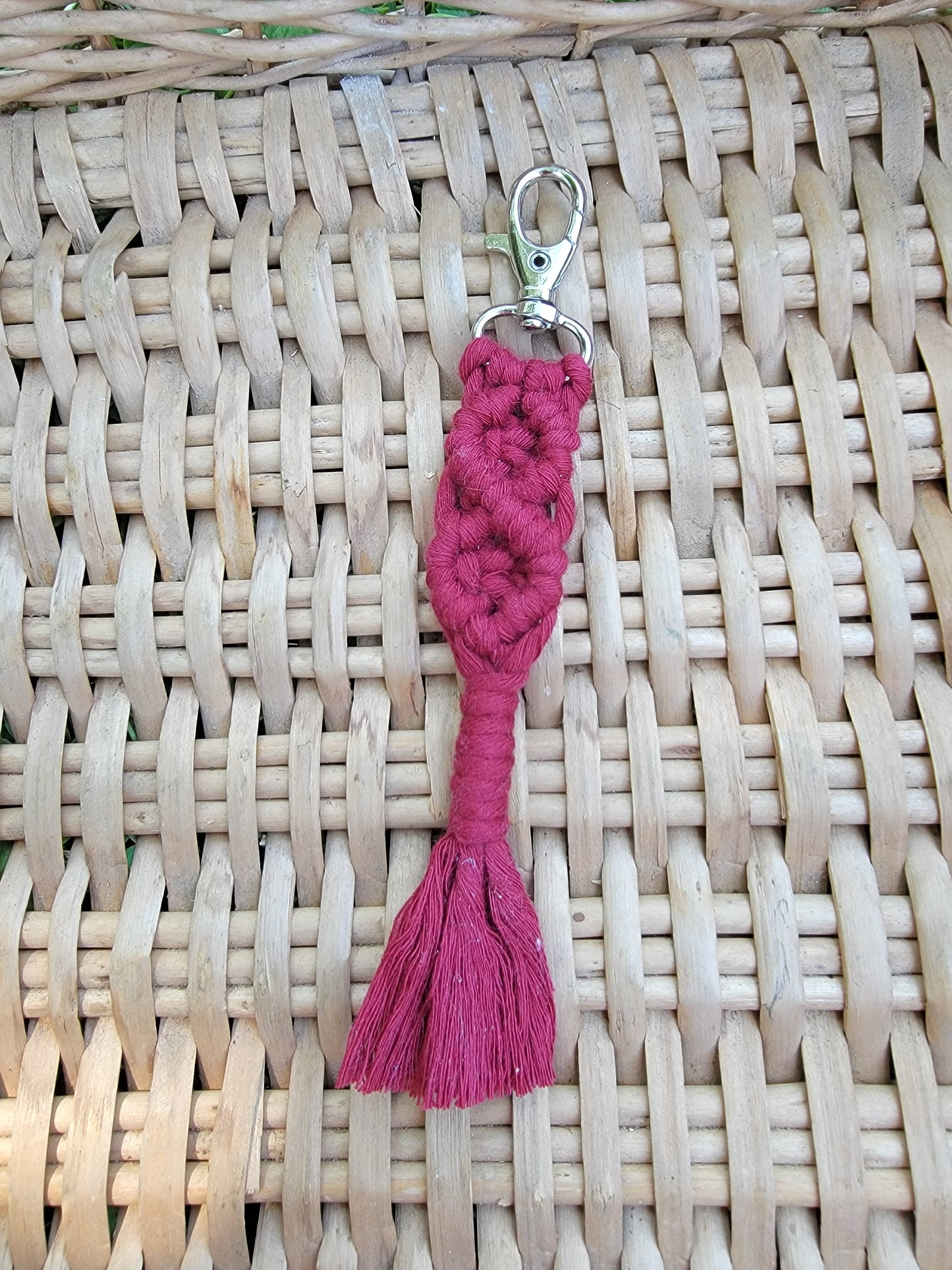 Burgundy Macrame Keychain