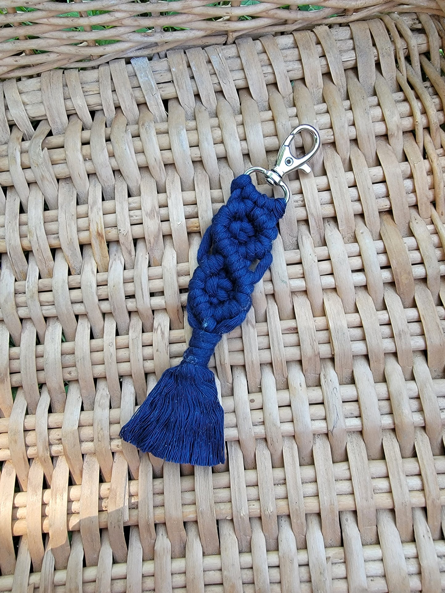 Navy Macrame Keychain