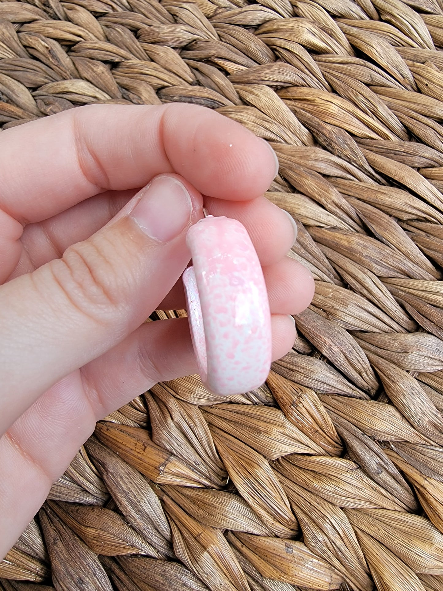 Pink Marble Hoop Earrings