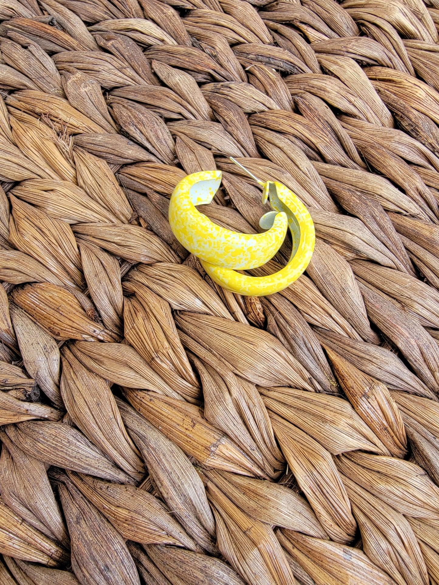 Yellow Marble Hoop Earrings