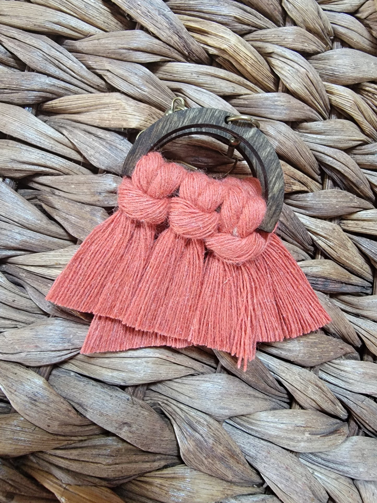 Teracotta Wood Macrame Earrings