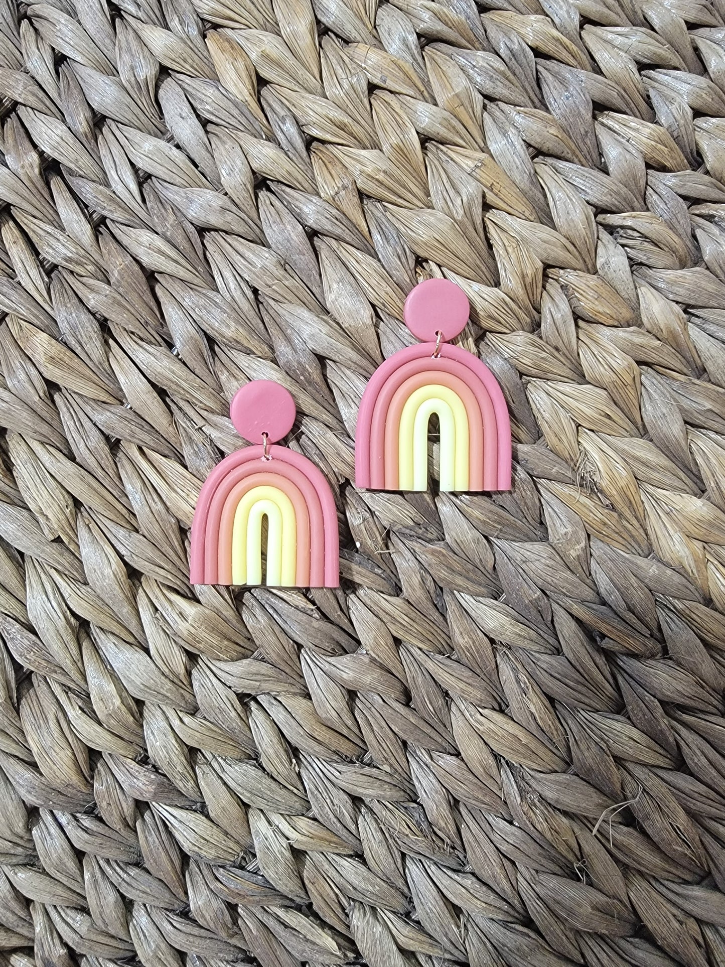 Coral Combo Rainbow Clay Earrings