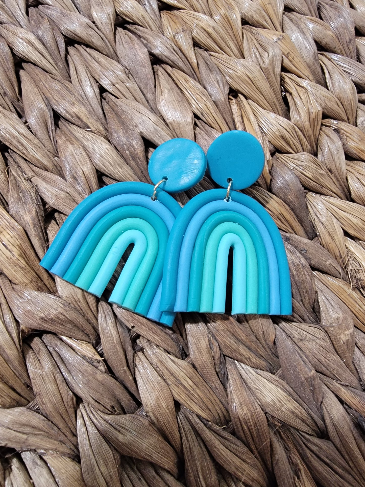 Teal Combo Rainbow Clay Earrings