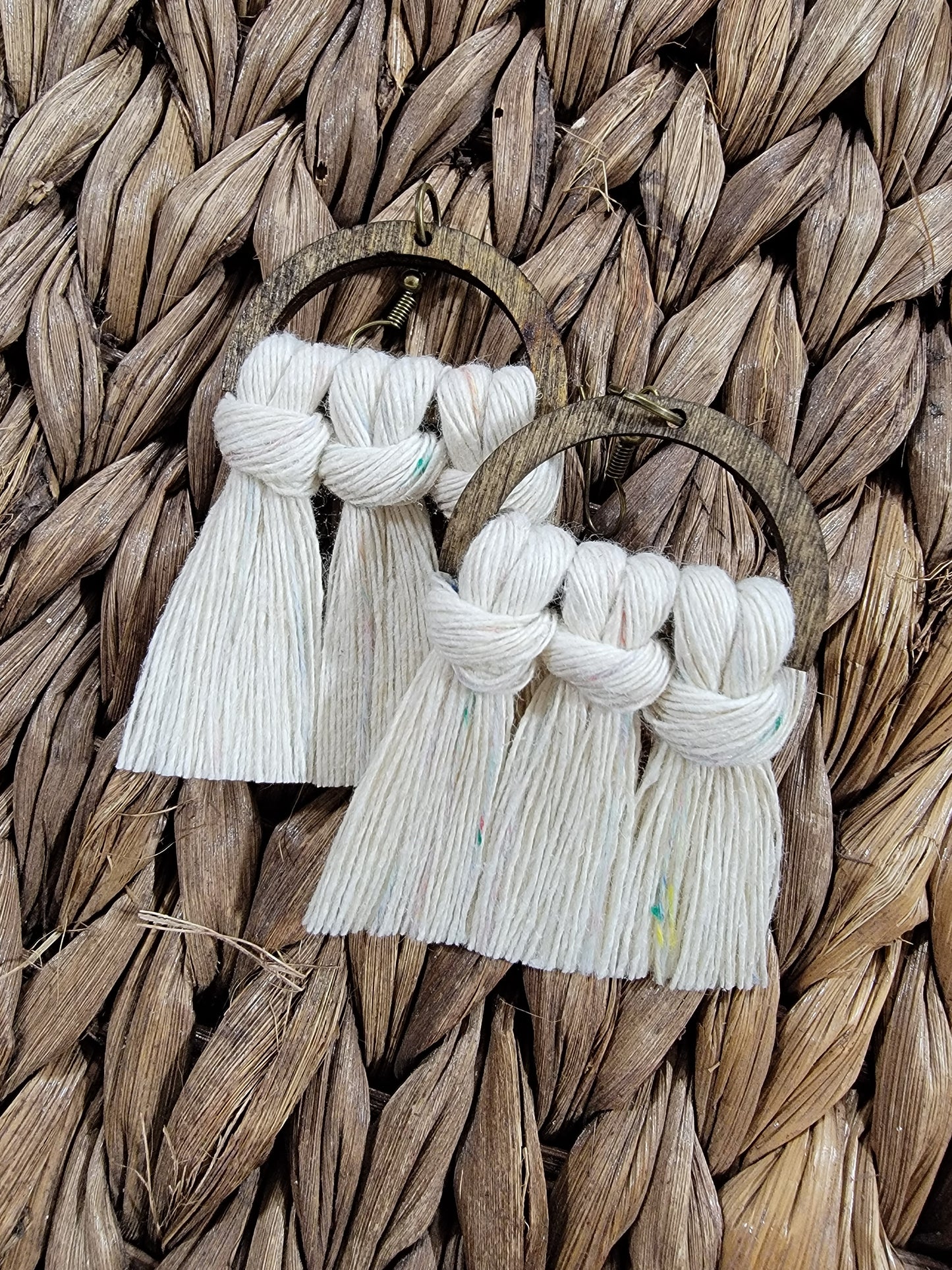 Confetti Wood Macrame Earrings