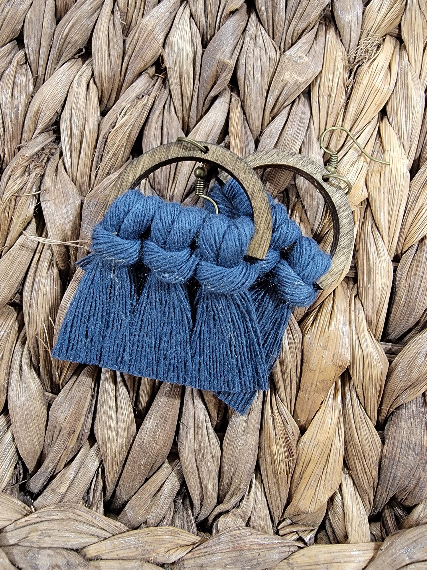 Midnight Wood Macrame Earrings