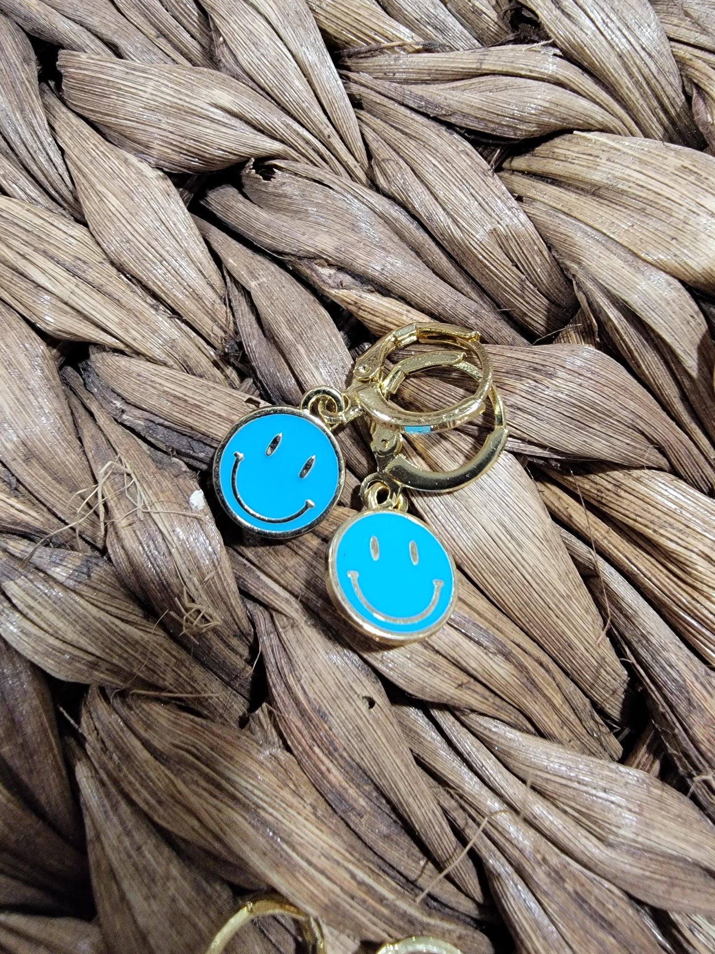 Blue Smiley Earrings