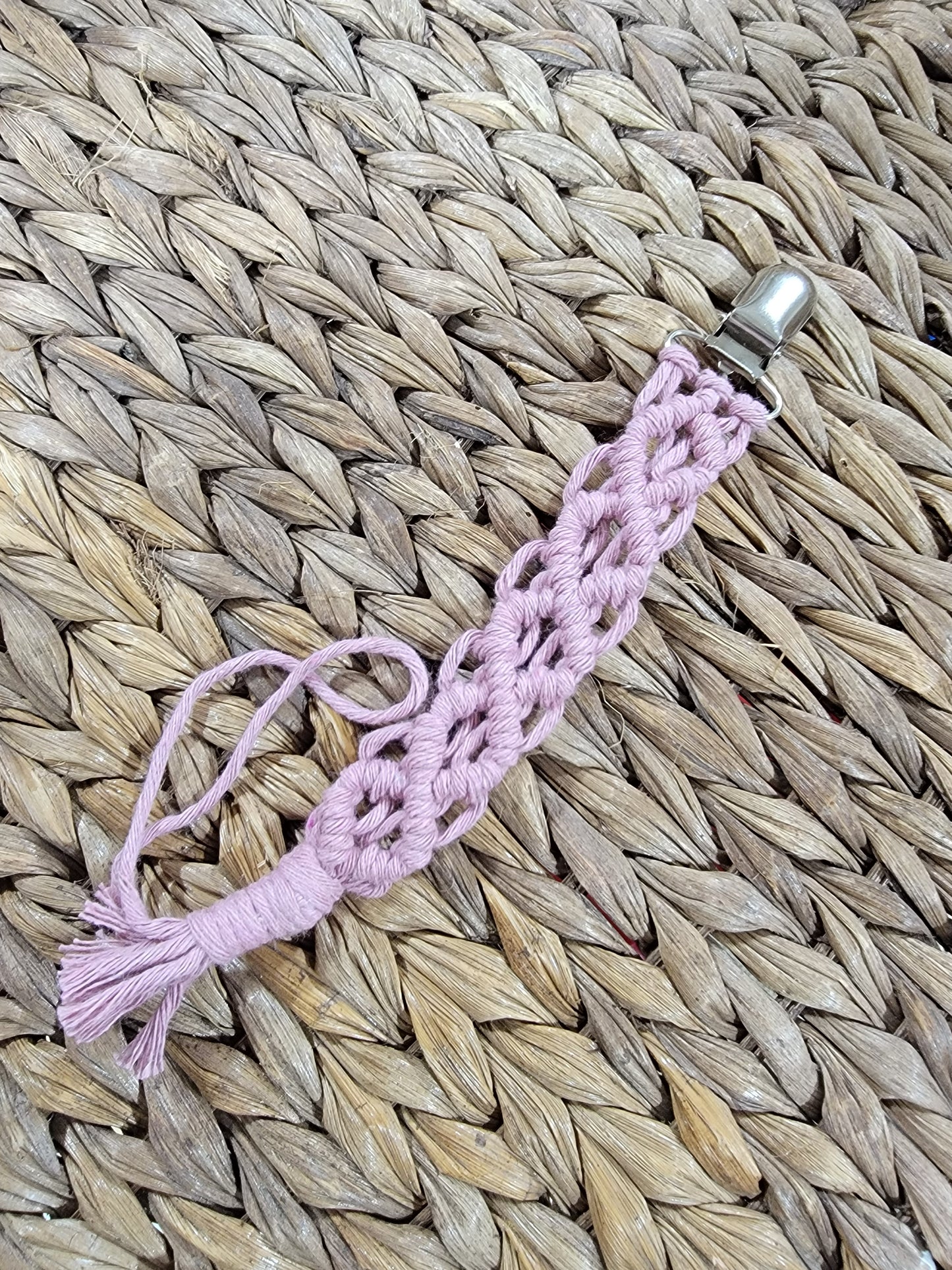Blush Macrame Pacifier Clip