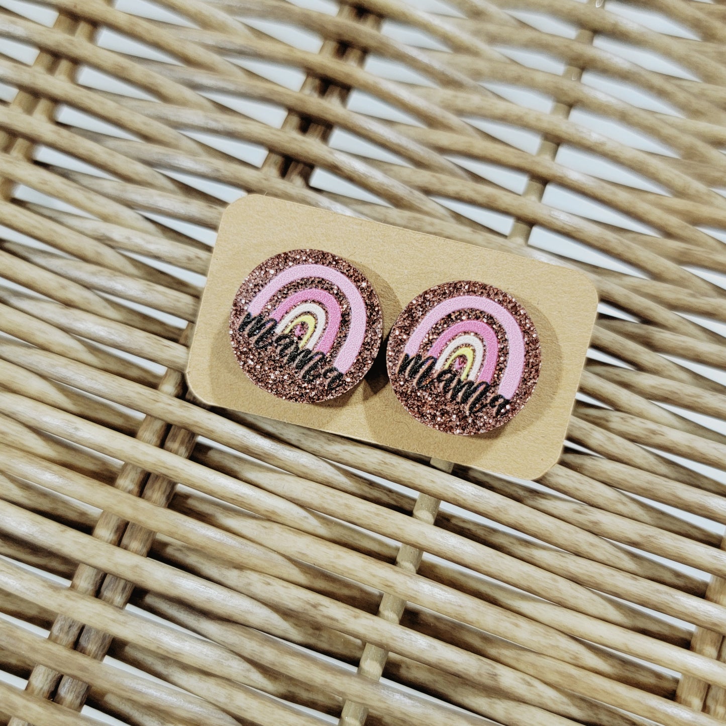 Rose Gold Mama Rainbow Studs
