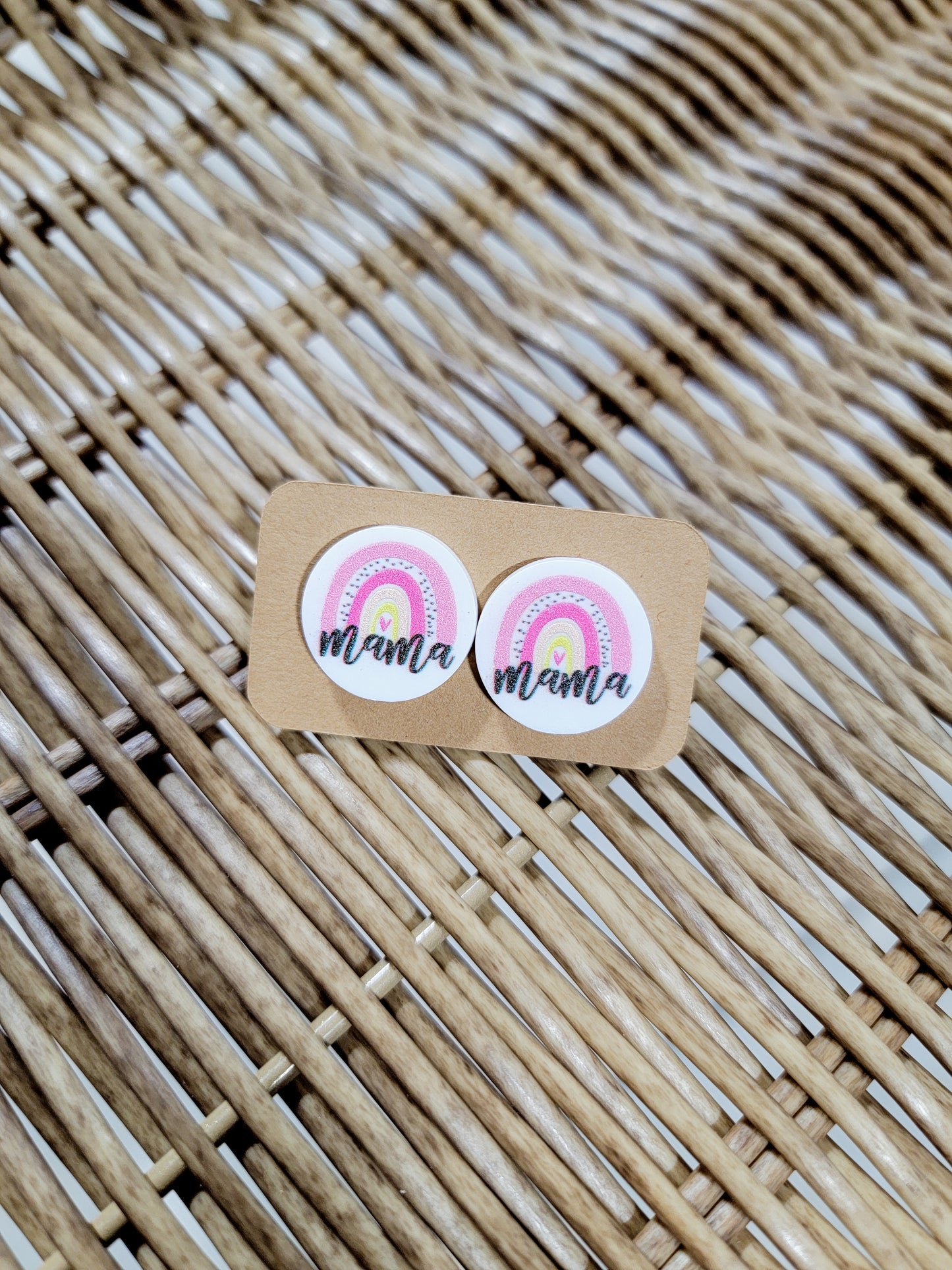 White Mama Rainbow Studs