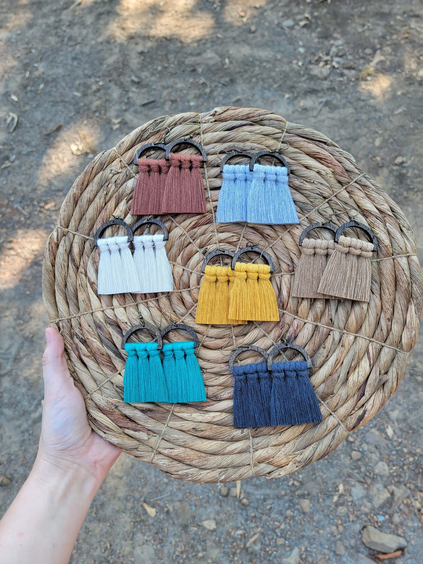 PF Wood Macrame Earrings