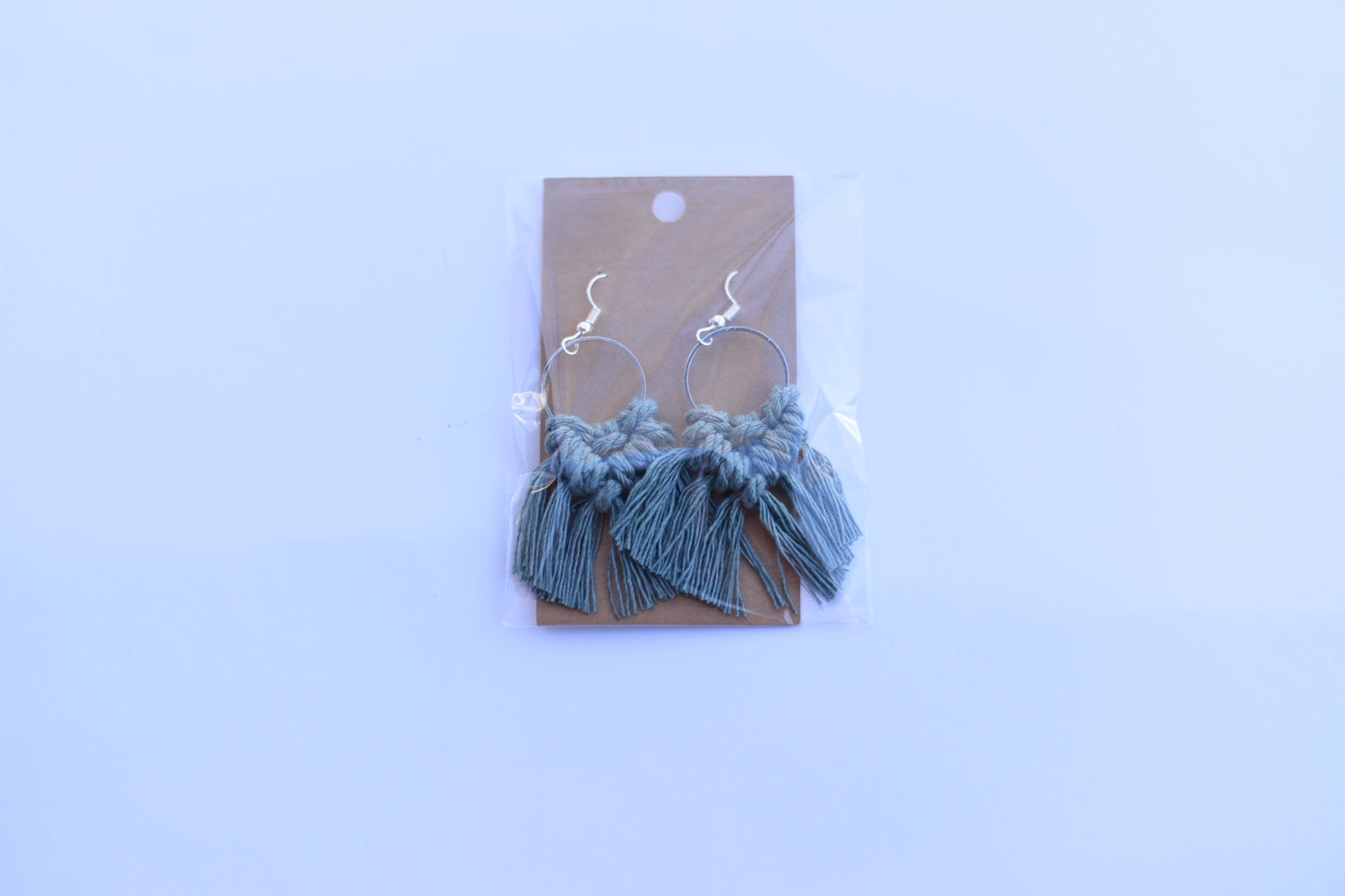Small Jade Round Macrame Earrings