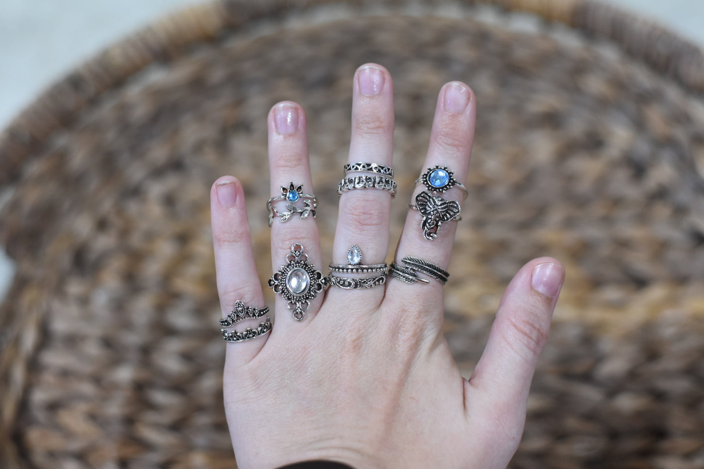 Blue & White Ring Set
