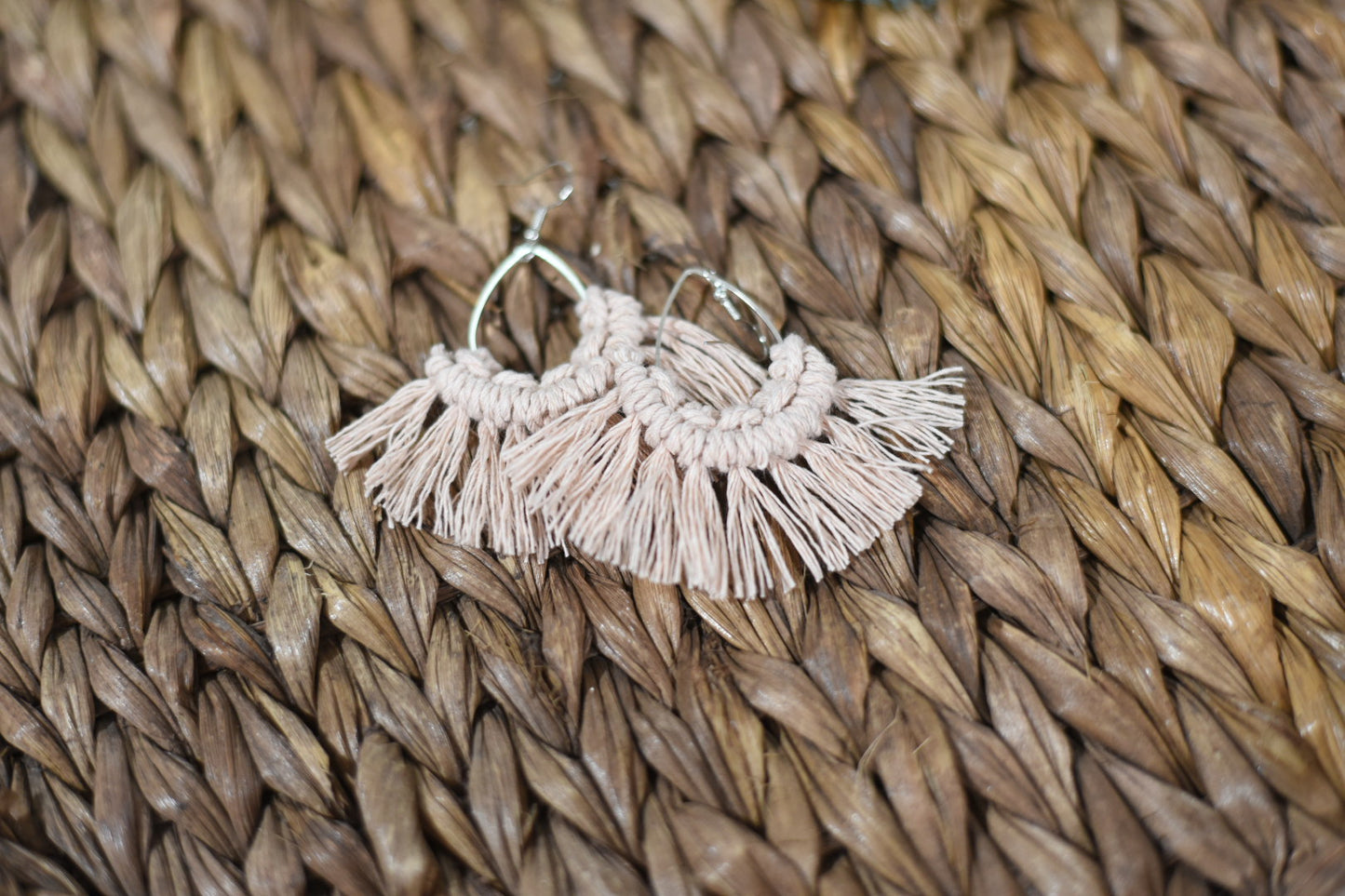 Marshmallow Flare Teardrop Macrame Earrings