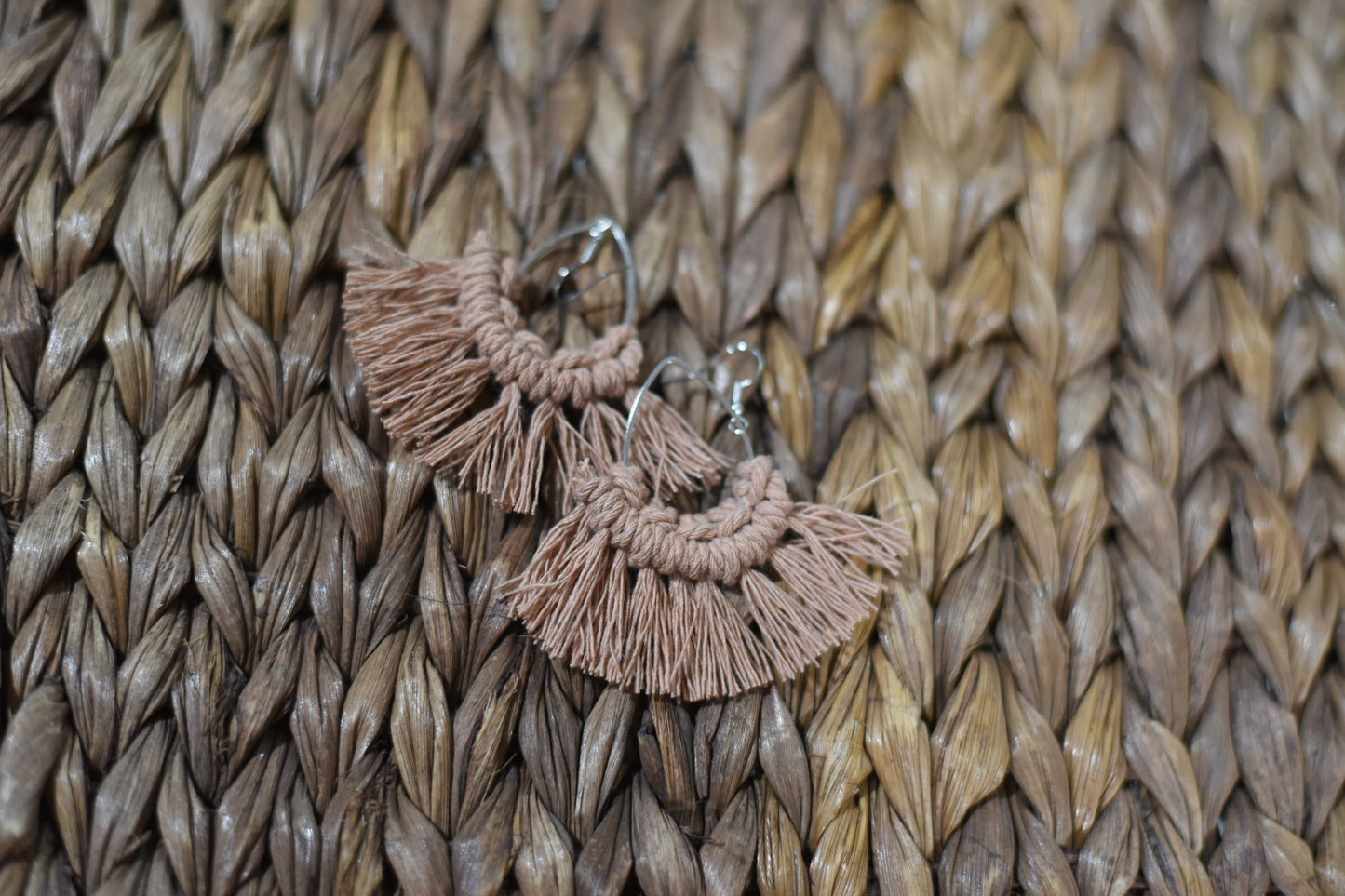 Blush Flare Teardrop Macrame Earrings