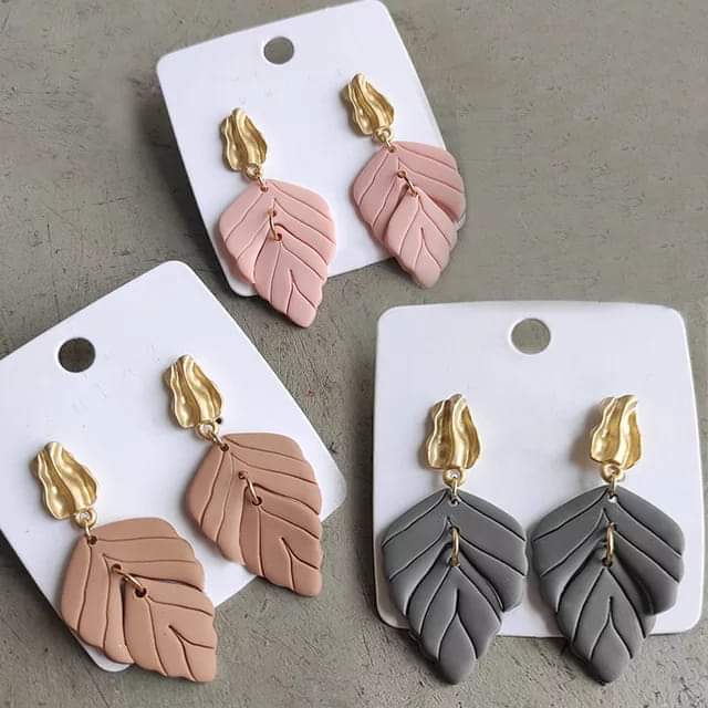 Clay Leaf Dangle Earrings