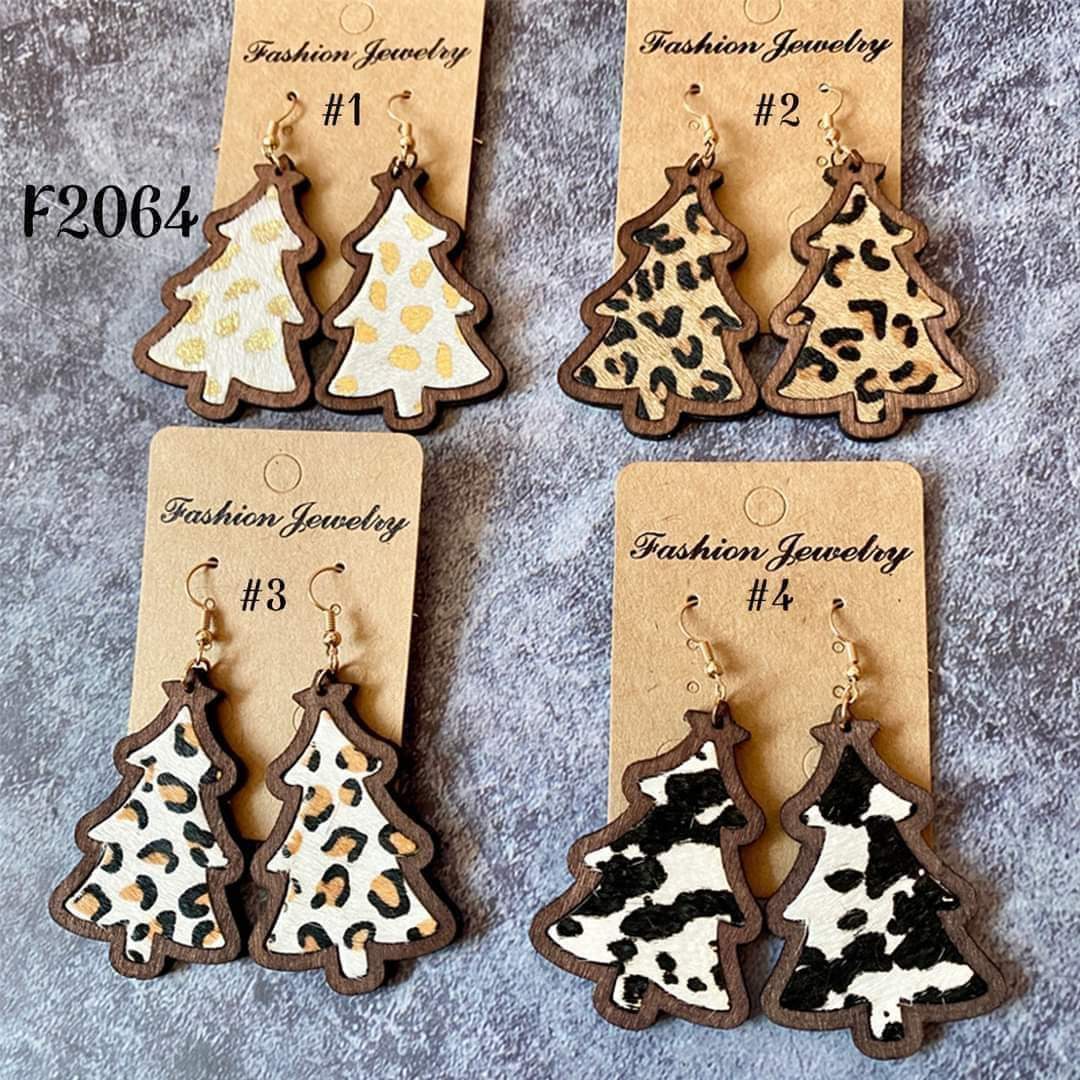 Printed Christmas Tree Earrings