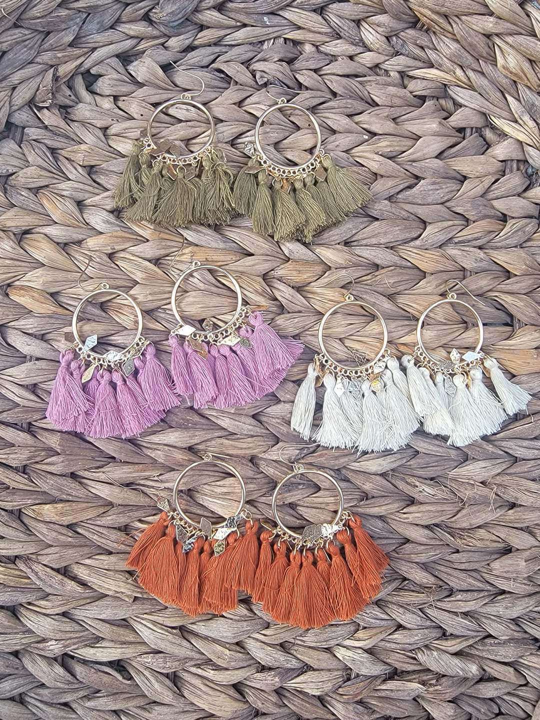 Fall Golden Macrame Hoops