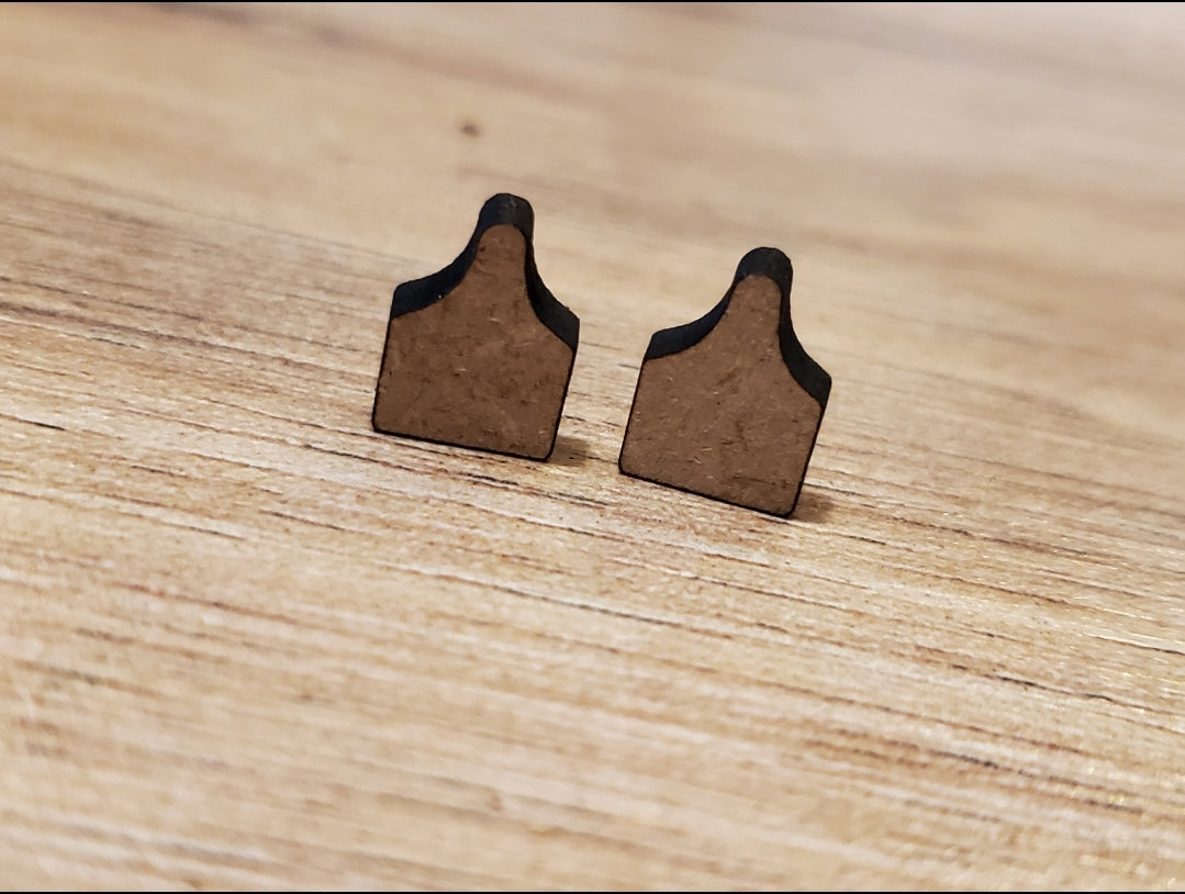 Cow Tag Stud Earrings