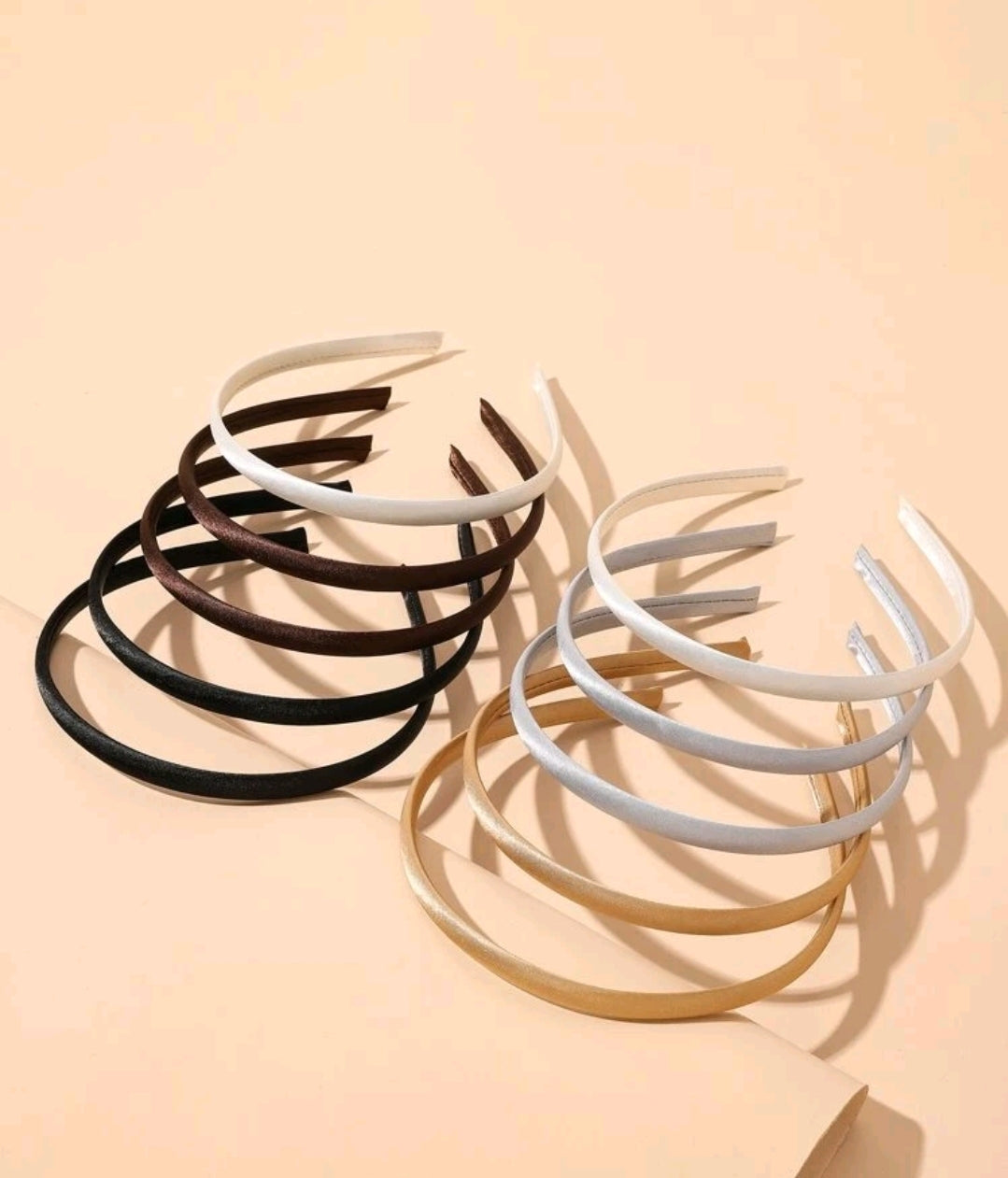 Neutral Satin Headband Set of 10
