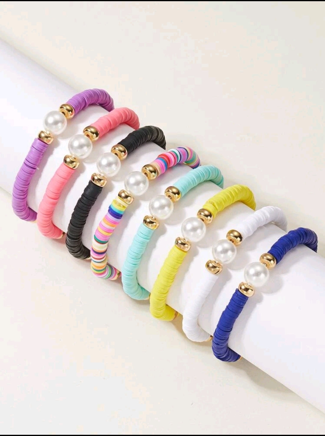 Pearl Clay Bracelet Set of 8