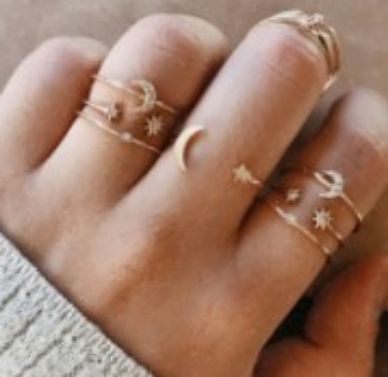Golden Moon Ring Set