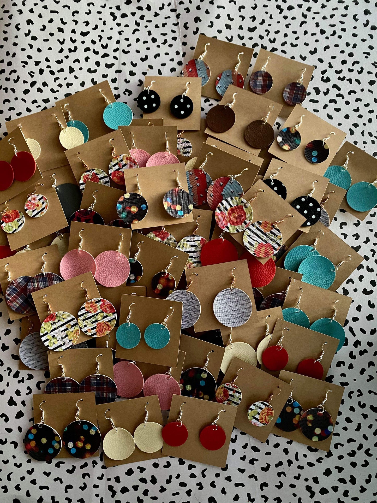 Faux Leather Round Earrings