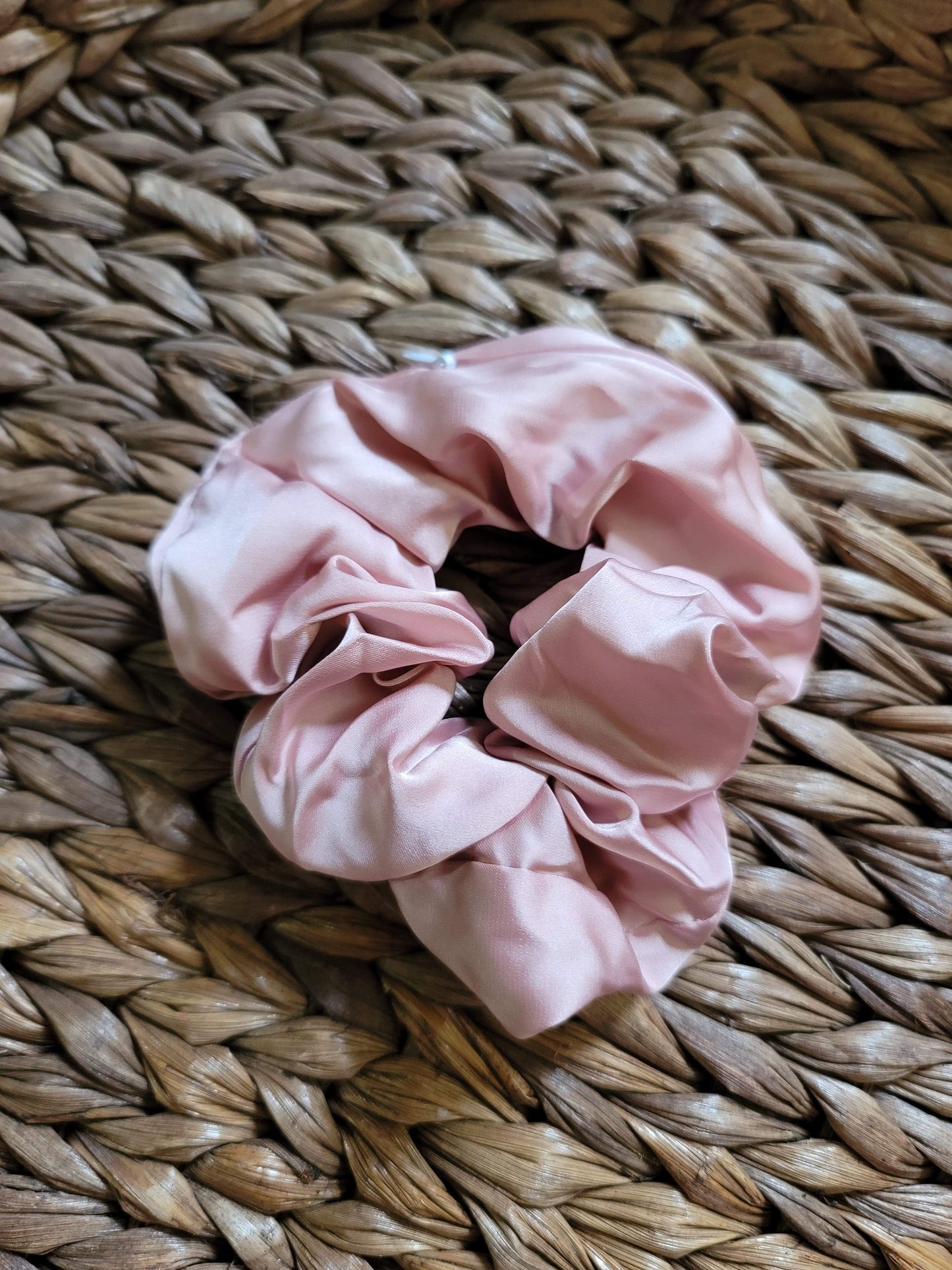 Blush Satin Zipper Scrunchie