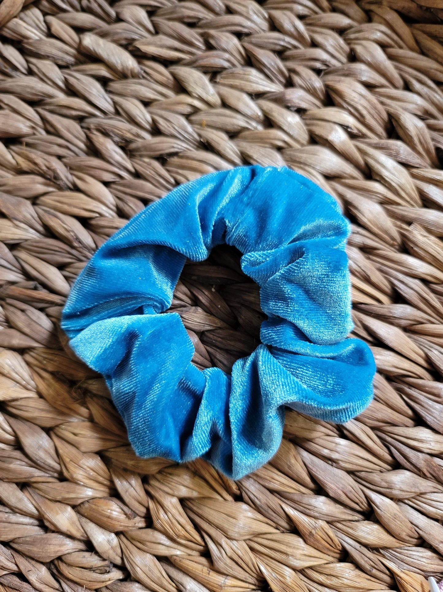 Teal Velvet Zipper Scrunchie